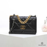 NEW CHANEL FLAP 19 WOC 19 BLACK LAMB SGHW