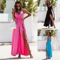 Summer sexy sleeveless dresses pure color strap dress is female