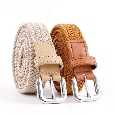 Unisex Braided Thin Belt Elastic Casual Trousers Student Trendy Parent-Child Suit Canvas