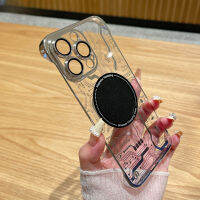 เคสแม่เหล็กไร้กรอบเคลือบหรูหราสำหรับ iPhone 14 11 12 13 Pro Max รูปแบบวงจรที่ครอบเครื่องชาร์จไร้สายพร้อมเลนส์ป้องกัน