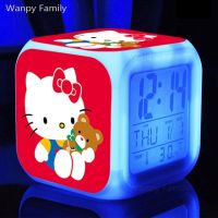 【❖New Hot❖】 ManYue Fashion น่ารักมาก Hello Kitty นาฬิกาปลุก Led เรืองแสงเปลี่ยนสีได้นาฬิกาปลุกแบบมีเสียงดนตรีนาฬิกาปลุกสำหรับของเล่นเด็กนาฬิกาปลุกมัลติฟังก์ชั่นนาฬิกาปลุก