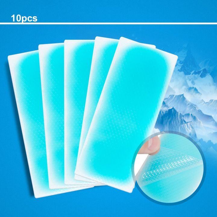 10pcs-ice-gel-cooling-patches-baby-fever-down-medical-plaster-migraine-headache-pad-lower-temperature-polymer-hydrogel