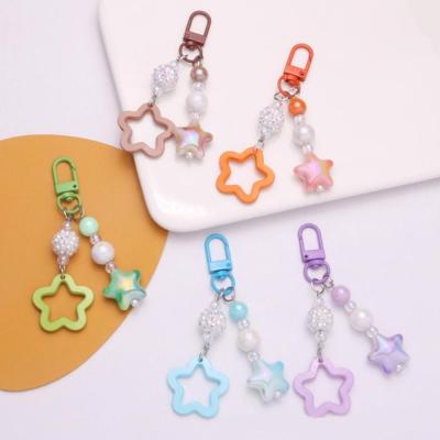 Car Keychain Package Decoration Star Accessories Hollowed Out Lovely Gradient New Pentagram