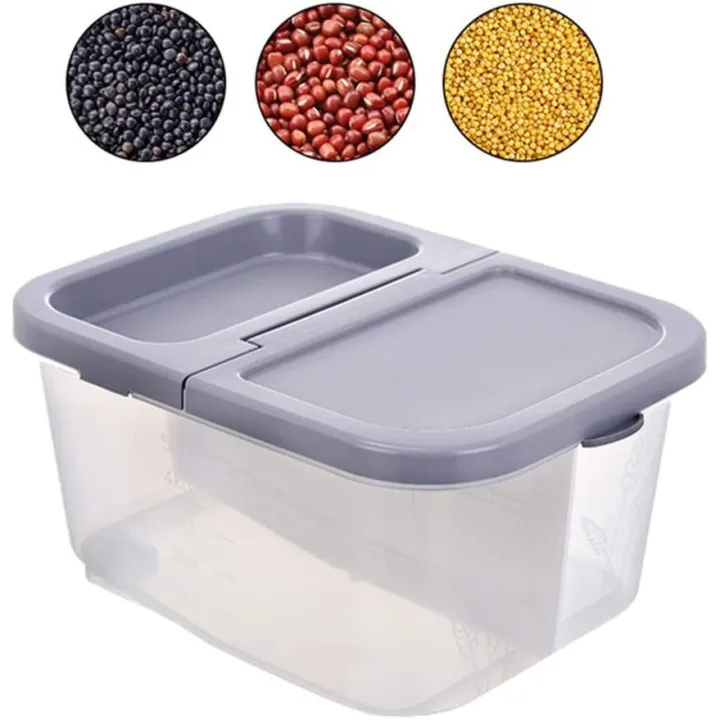 Hawaii Home Rice Storage With 2 Grids and Wheels Food Storage Cereal
