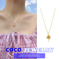 COCOJEWELRY สร้อยคอจี้แฟชั่นเกาหลีดอกไม้ดอกกุหลาบสีทองที่สวยงามสำหรับเครื่องประดับสตรี