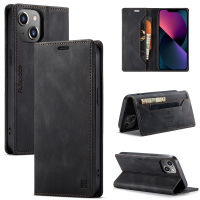 iPhone 14 Wallet Case, WindCase Vintage Leather Flip Cover Stand Magnetic Closure Shockproof Protective Case for iPhone 14