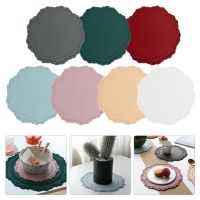 【CW】 12.5cm Embossed Silicone Placemat Resistant Round Table Mats  Cups Coaster Bowls Plates Pots Tableware