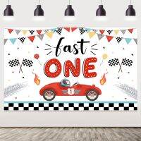 Racing Car Fast One Birthday Party Decorations Vintage Fast One Backdrop Party Supplies Race Car 1st Birthday Photo Background