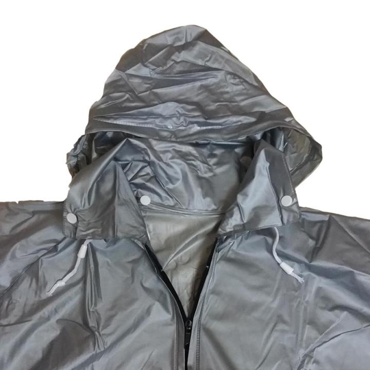 raincoat-danko-รุ่นbp1ชุดกันฝนมีแถบสะท้อนแสงเหนียวทน-กันน้ำ100-มีหมวกฮูดพับเก็บในช่องปกคอ-เสื้อมีซิปและกระเป๋า-ชุดเสื้อกันฝน-กางเกงกันฝน-ขนาดฟรีไซส์-xxl