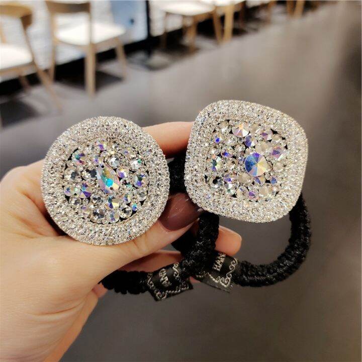 shiny-imported-crystal-rhinestone-thick-hair-ring-diamond-sweet-head-rope-high-elastic-rubber-band-headdress-hair-accessory