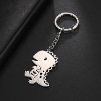 Amaxer Cute Dinosaur Keychain Tyrannosaurus Hollow Animal Key Chain Holder Ring for Girl Boys Child Stainless Steel Jewelry Gift