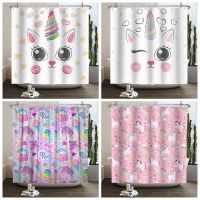 Shower Curtain 3D Print Rainbow Unicorn Ice Cream Bathroom Curtain Waterproof Polyester Baby Room Bathroom Curtain With Hooks