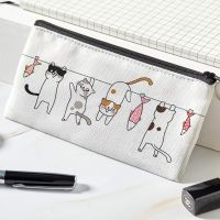 Dompet Koin Gambar Kartun Kucing dan Anjing Lucu Wanita dan Pria Fashion Baru Dompet Anak Perempuan dengan Ritsleting Tas Kanvas Kecil
