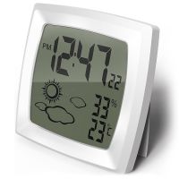 Digital Alarm Clock Small Alarm Clock Battery Operated Weather Clocks with Auto Backlight, 12/24H, Temperature in ℃/℉