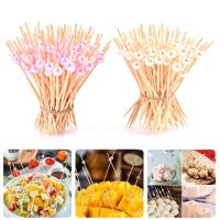 50/100Pcs Pearl Cocktail Picks Wooden Food Toothpick Skewer Snack Fork Fruit Picks Cake Dessert for canape Party Supplies