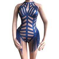 Fashion 3D Printing Tassels Bodysuit Rhinestones Jumpsuit Lady DJ Singer Dance Costume Bar Party Teams Show Performance Outfit