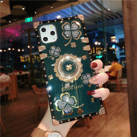 เคสไอโฟน สำหรับ iPhone 14 Pro Max iPhone 13 Pro Max iPhone 12 Pro Max iPhone 11 Pro Max 14 Plus 13 Mini 12 Mini XS Max XR SE 2020 8 Plus 7 Plus 6S Plus 6 Plus กระพริบ Bright Gypsophila สี่ใบโคลเวอร์หรูหราเพชรโทรศัพท์กรณีปกหลังพร้อมขาตั้ง