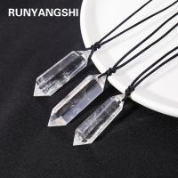 1PC Natural Clear Quartz Double Point Gemstone Pendant Energy Healing Crystal Charms Necklace For Women Gift