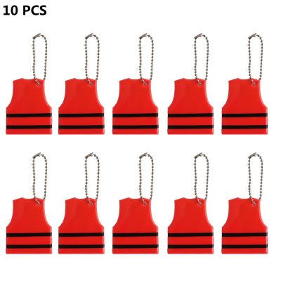 10Pcs Yellow Vest Reflectors Backpacks Reflective Keychain Bag Jewelry Pendant Accessorie Keyring Charm For Kids Women Safety