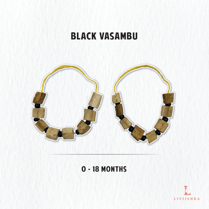 Pyengora Vasambu Bangle for Babies Combo Pack of 2 Black Beads