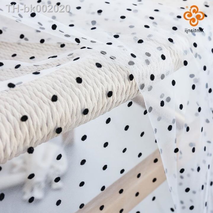 black-white-dot-mesh-fabric-tulle-fabric-with-flocked-print-by-half-yard-for-sewing-kids-dresses-wedding-headwear-tj7141