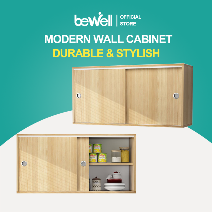 Bewell Wooden Storage Wall Wallmounted Storage