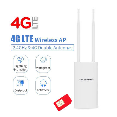 4G LTE Wirless Router Outdoor Access Point ใส่ชิม ปล่อย Wi-Fi เหมาะสำหรับ พื้นที่ ห่างไกล สัญญาณ เขา รีสอร์ท ฟาร์ม