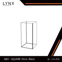 JJGLASS - (LYNX) SQUARE 30cm. Black - แจกันกระจก แจกันสี่เหลี่ยม ทรงเรขาคณิต ตกแต่งบ้านสมัยใหม่และมีสไตล์ สูง 30 ซม. ไม่สามารถใส่น้ำได้