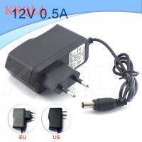 QKKQLA AC to DC 100-240V Camera Power Adapter Supply Charger 12V 0.5A 500mA for LED Strip Light 5.5mmx2.1mm US/EU/AU