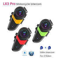 Lx3 Pro ชุดหูฟังบลูทูธ อินเตอร์คอมหมวกกันน็อค สําหรับ 2 Riders สื่อสารแบบแฮนด์ฟรี สเตอริโอ อินเตอร์โฟน