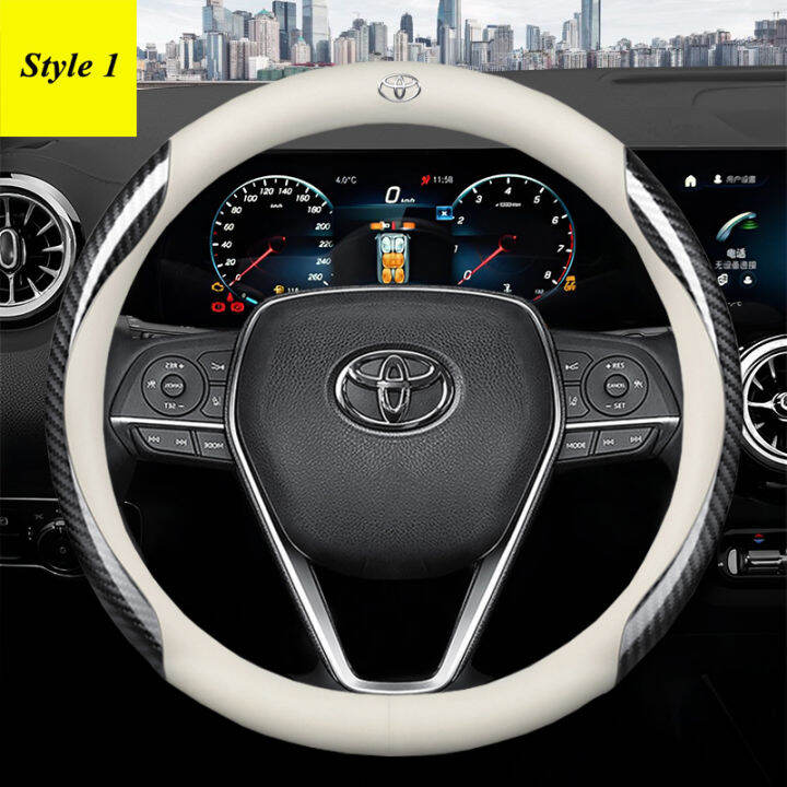 Carbon Fiber Leather Car Steering Wheel Cover For Toyota Camry Corolla
