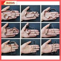 BVZGVG 9pcs เหล็กไร้สนิม ชุดเครื่องตัดคุกกี้ เงินสีเงิน เครื่องมือทำเบเกอรี่ แม่พิมพ์คุกกี้ DIY ง่ายต่อการใช้ แม่พิมพ์คุกกี้อบ อุปกรณ์สำหรับห้องครัว