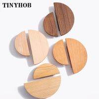 Minimalist Semicircular Wooden Knob Drawer Pulls Natural Walnut Ash Beech Kitchen Cabinet Handles Simple Furniture Hardware  by Hs2023