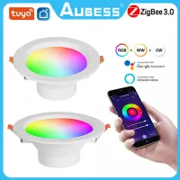 Tuya Zigbee LED ดาวน์ไลท์หรี่แสงได้จุดไฟปิดภาคเรียนรอบแสงสมาร์ทบ้านโคมไฟโคมไฟทำงานร่วมกับ Alexa Home *