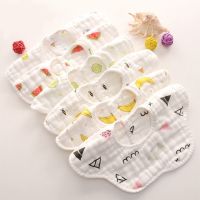 【DT】hot！ Cotton Baby Feeding Bib Round Rotation 8 Layers Gauze Muslin Kids Bandana Burp Soft Newborn Infant Saliva