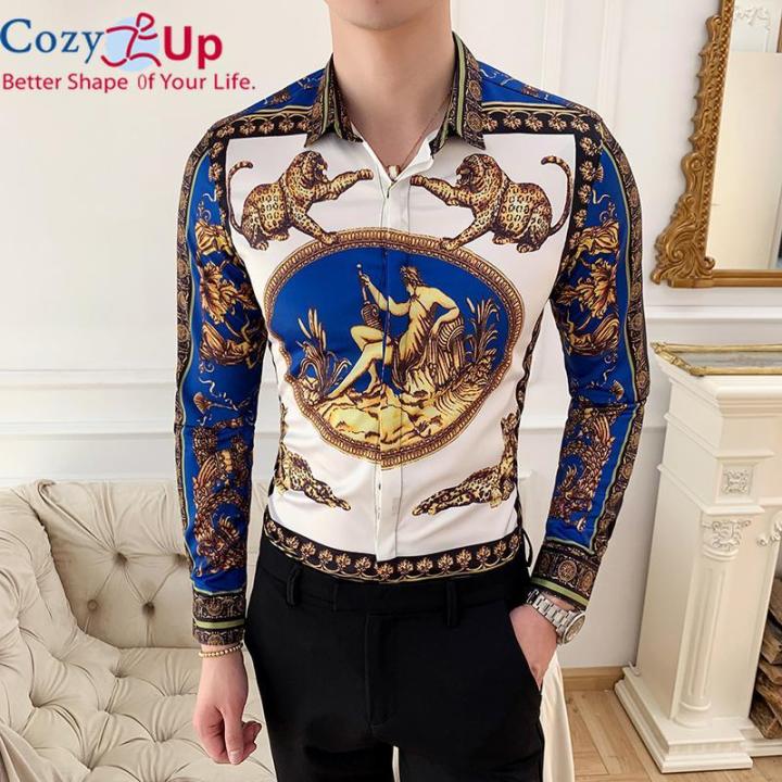 Cozy Up Mens Shirt Fashion Leopard flower Print Shirts Man Casual