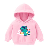 2021 Boys Hoodie Autumn Winter Child Hooded Dinosaur Print Tops Toddler Kids Girls Thick Warm Sweatshirts Baby Clothing 1-5Years