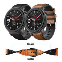 Leather Silicone Bracelet For Amazfit GTR 47mm Wrist Strap For Xiaomi Amazfit Pace / Stratos 1 2 3 / GTR4 3 GTR 2 2e Watchband Cables