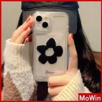 Mowin - เข้ากันได้สำหรับ เคสไอโฟน เคสไอโฟน11 เคส iphone 11 สำหรับ iPhone 14 Pro Max เคส iPhone เคสนิ่ม TPU เคสใสชุบปุ่มกันกระแทก A ดอกไม้สีดำ Simple Compatible สำหรับ iPhone 13 Pro Max 12 Pro Max 11 Pro Max 7plus XR xs max QC7311512