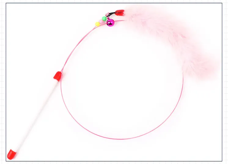 Steel Wire Feather Lengthened Cat Teaser Long Fishing Rod Cat Toy with  Feather and Bell