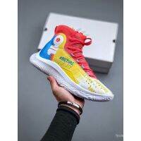 Hot Sale Presentation Original UA* Curry- 4 Flotro Cartoon Pattern Printing High-Top Indoor Basketball Shoes {Free Shipping}