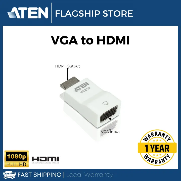 Aten Hdmi To Vga Converter Adapter 1920 X 1200 1080p Without Cable