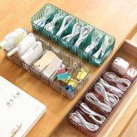 [COD] Desktop superimposed multi-compartment transparent data line storage box office charger remote control