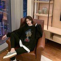 Sweatshirts Bambi Deer Rabbit Princess Cartoon Letter Print Fashion Women Long Sleeve Harajuku Loose Tops