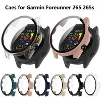 เคสป้องกันเข้ากันได้กับ Garmin Forerunner 265/Forerunner 265S ปกป้องหน้าจอป้องกันการตกอย่างหนักพีซีเคสป้องกันกระจกนิรภัยป้องกันเต็มพื้นที่สำหรับ Forerunner นาฬิกา265/ 265S