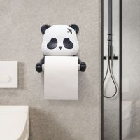 Resin Cartoon Panda Toilet Paper Holder WC Tissue Rack Bathroom Wall-mounted Punch-free Shelf Tissue Rack Roll Paper Hanger Rack Toilet Roll Holders
