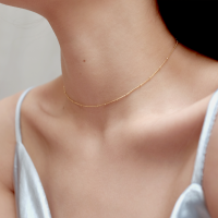 Girl in a Nude Yellow Necklace , Open On Museum (Choker) [สร้อยเงินแท้แบบสั้น] ?Pre-Order 7-10 working days for Silver Edition?