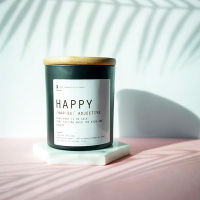 PINK PINEAPPLE Aromatherapy Candle HAPPY 270ml / 9oz 100% natural and handmade Beeswax &amp; Coconut oil candle with May Chang &amp; Tangerine Essential oil blend เทียนธรรมชาติทั้งหมด