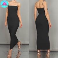 【CW】✻卍  European and womens summer new slim tight solid long dress Sleeveless  Sheath Cotton