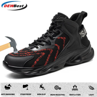 DEWBEST Men Work &amp; Safety Shoes Steel Toe Caps Anti-smashing Anti-puncture Construction Work Boots Non-slip Breathable Security